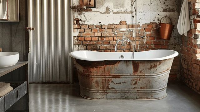 Une salle de bains industrielle digne d'un loft new-yorkais